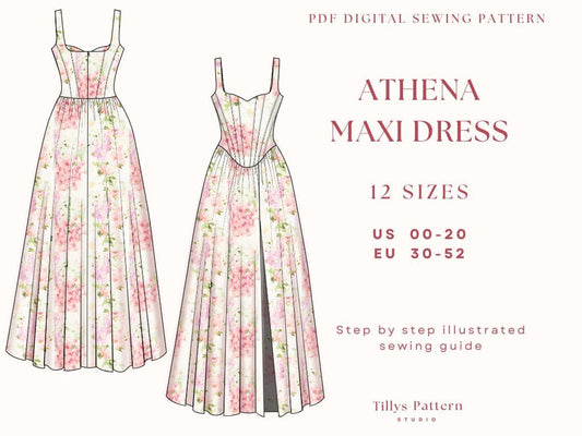 Evening Corset Dress Sewing Pattern| Slit Dress Pattern| Sweetheart Neck Dress Pattern| Wedding Dress| Plus Size Sewing Pattern| US 00-20